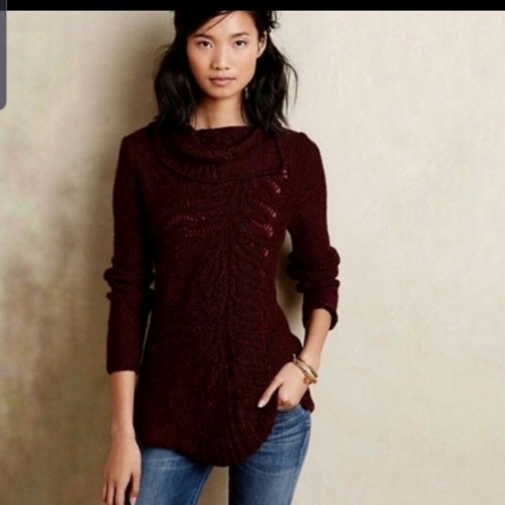Anthrpologie Moth Hadley pointelle cowl neck sweater sz small